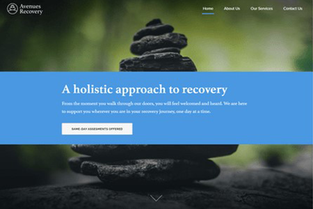 Web design/development, logo, branding, photography, and copywriting for Avenues Recovery, an outpatient clinic in St. Paul, MN. Web design/development, logo, branding, photography, and copywriting for Avenues Recovery, an outpatient clinic in St. Paul, MN.